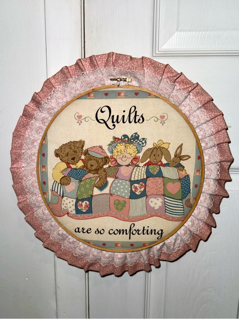 Vintage Quilts Are So Comforting Framed Lace Wall Art Pink Cream Cross Stitch